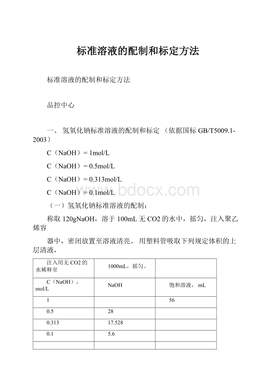 标准溶液的配制和标定方法.docx