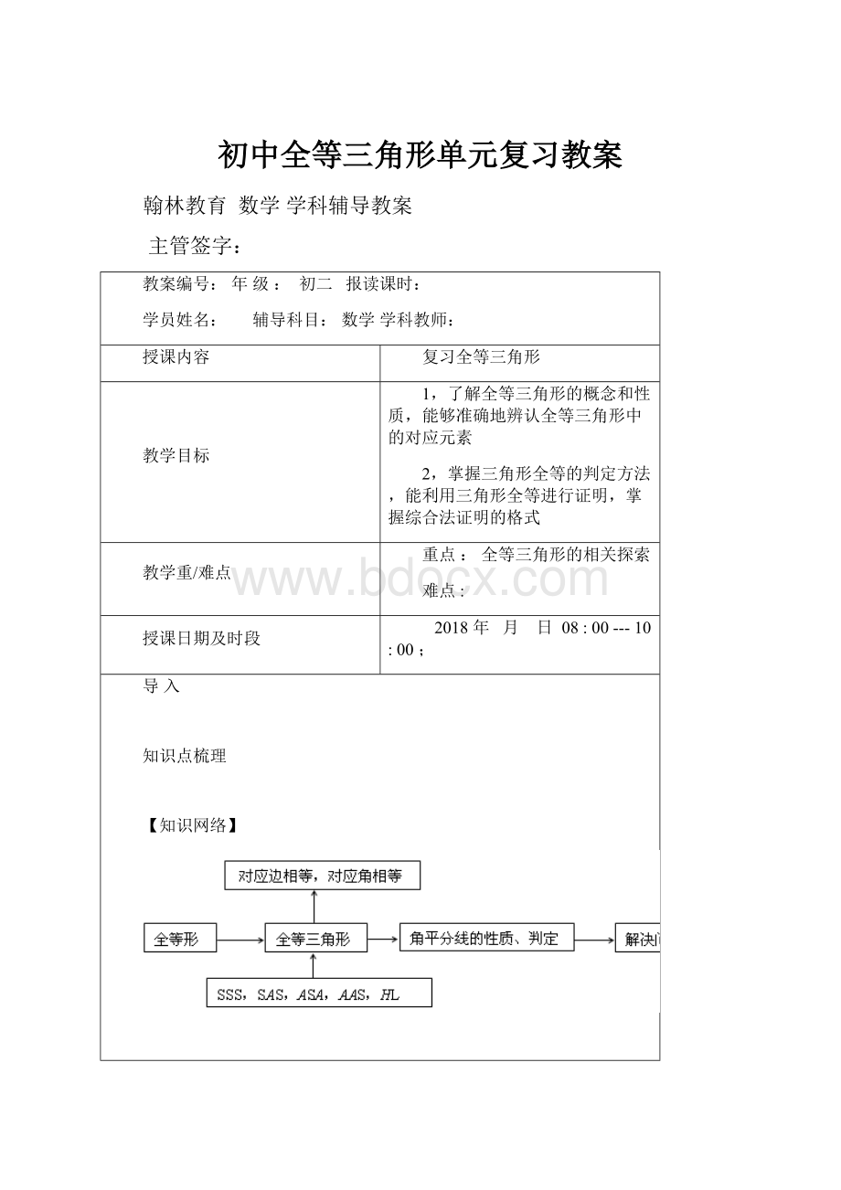 初中全等三角形单元复习教案.docx_第1页