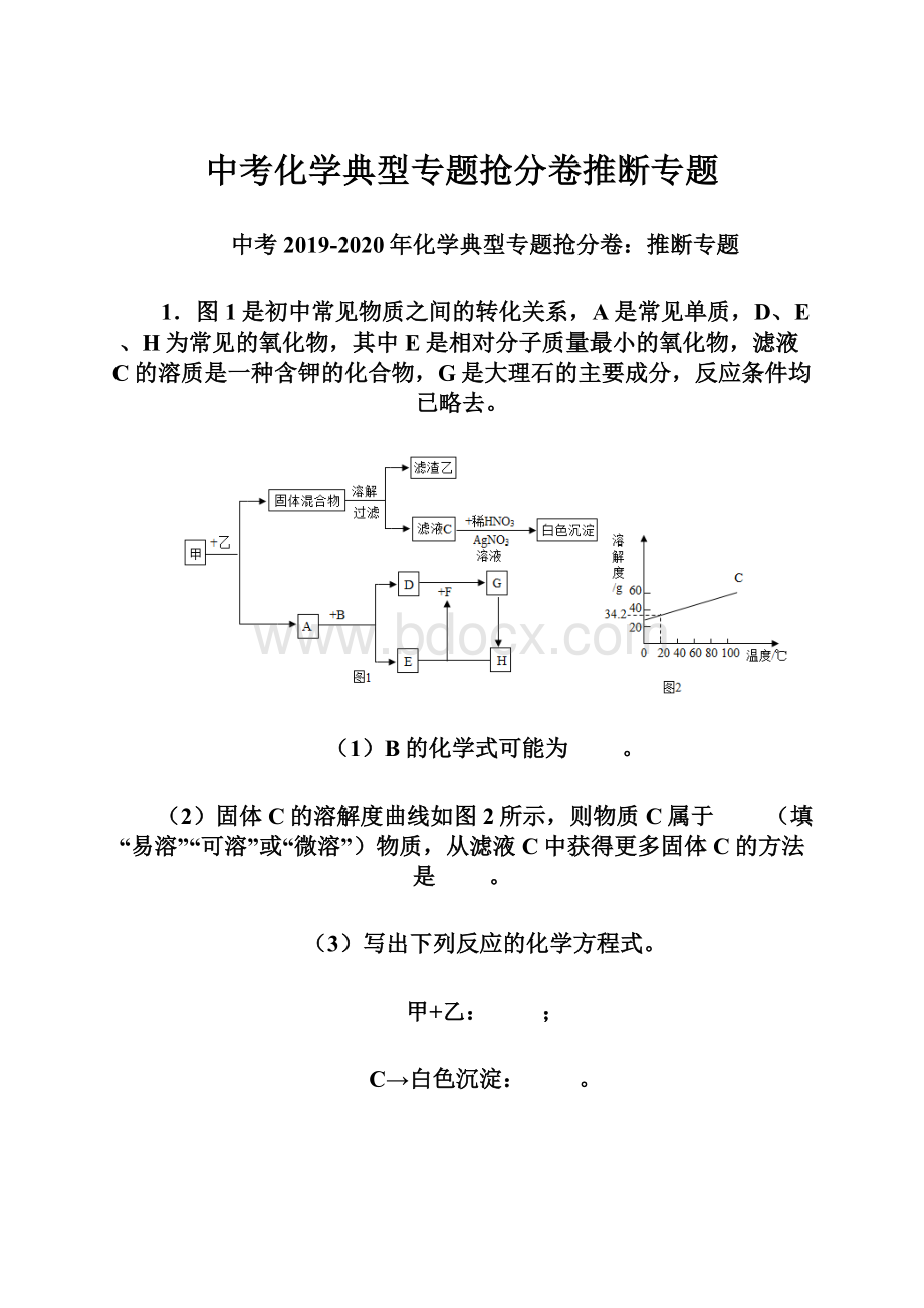 中考化学典型专题抢分卷推断专题.docx