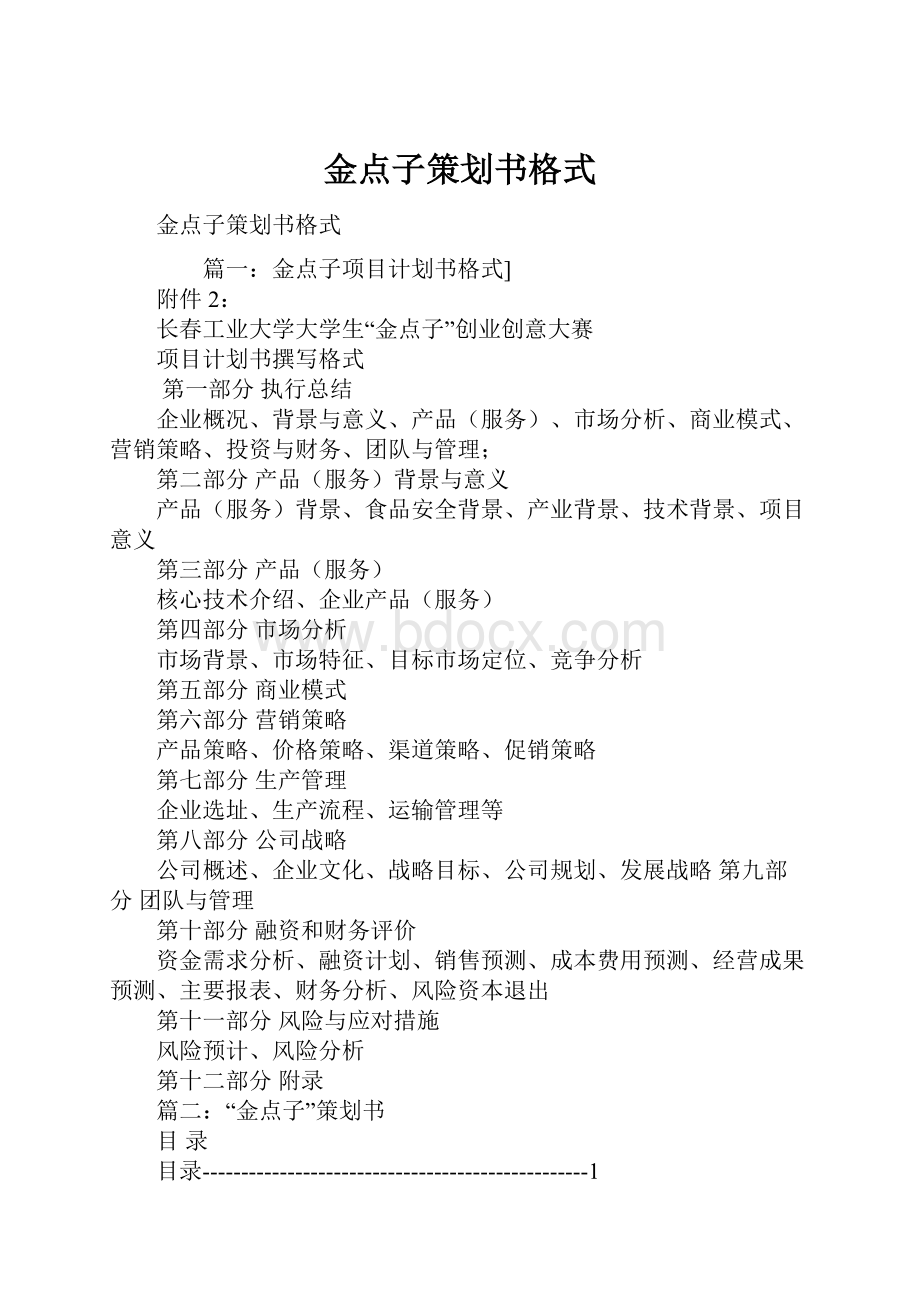 金点子策划书格式.docx