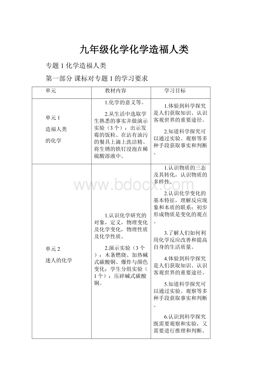 九年级化学化学造福人类.docx