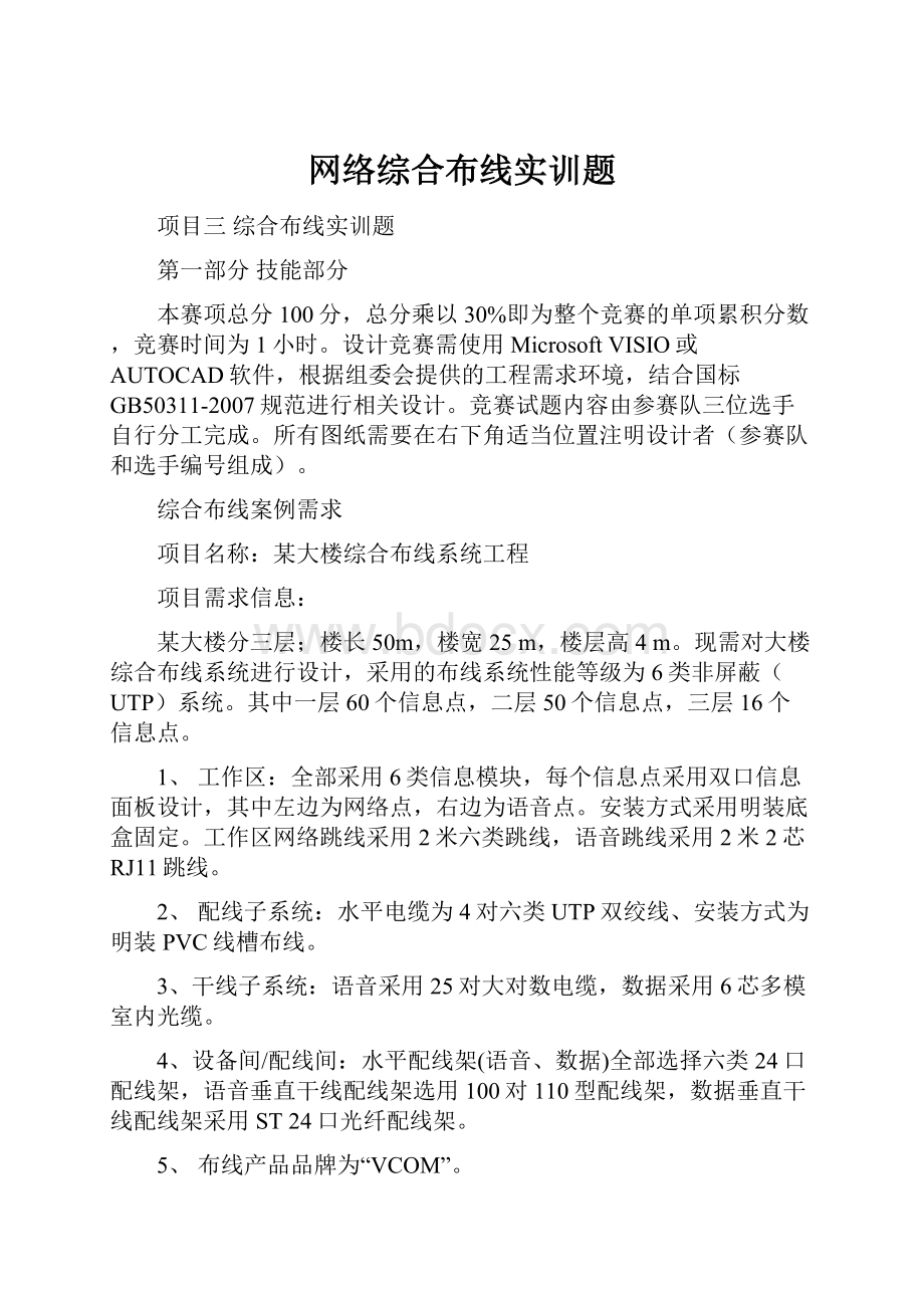 网络综合布线实训题.docx