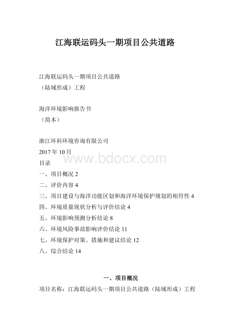 江海联运码头一期项目公共道路.docx