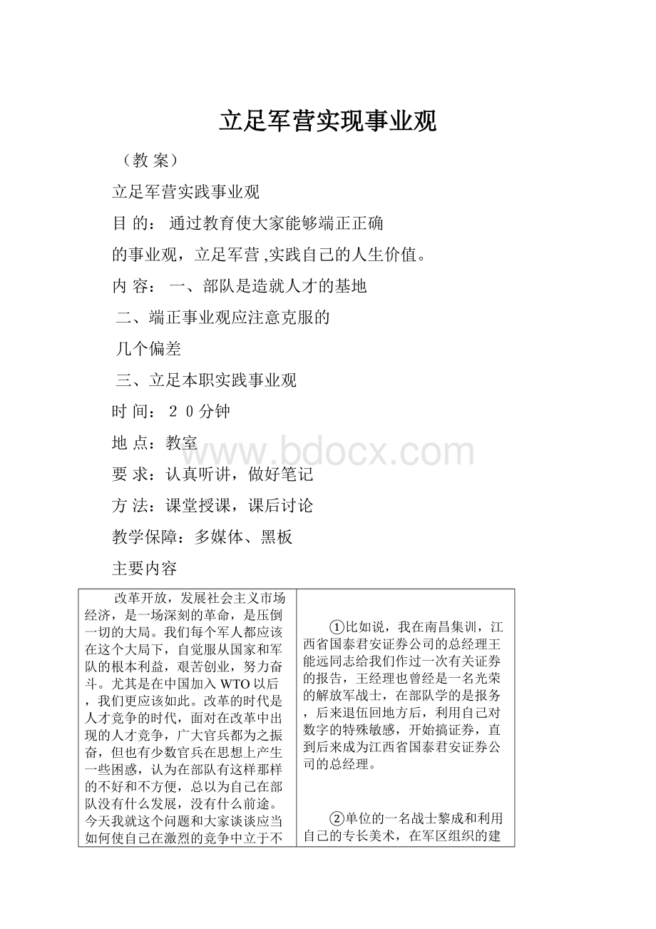 立足军营实现事业观.docx_第1页