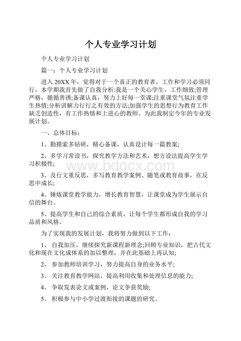 个人专业学习计划.docx