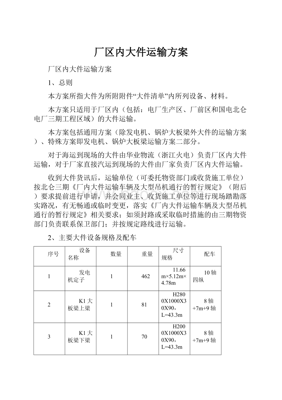 厂区内大件运输方案.docx