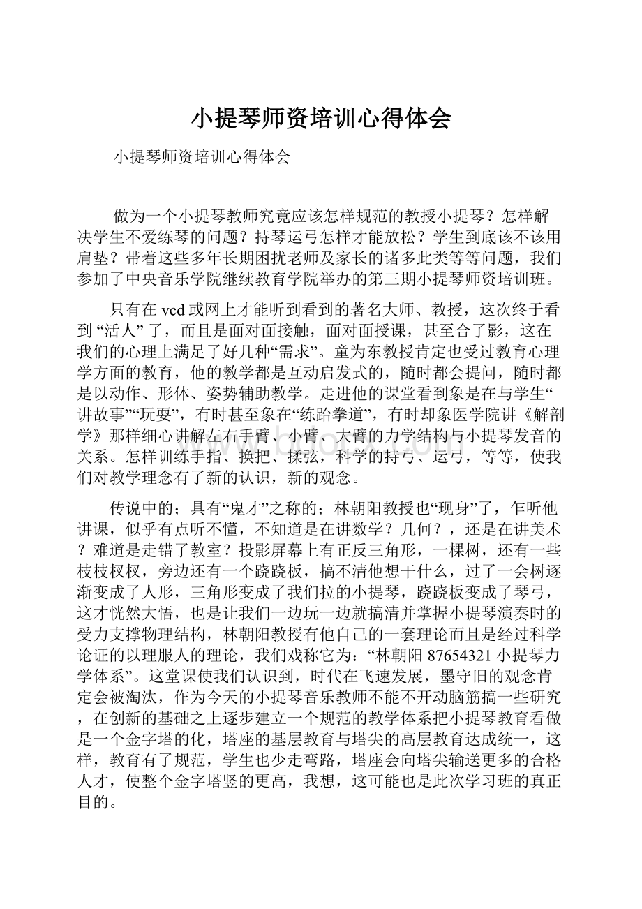 小提琴师资培训心得体会.docx