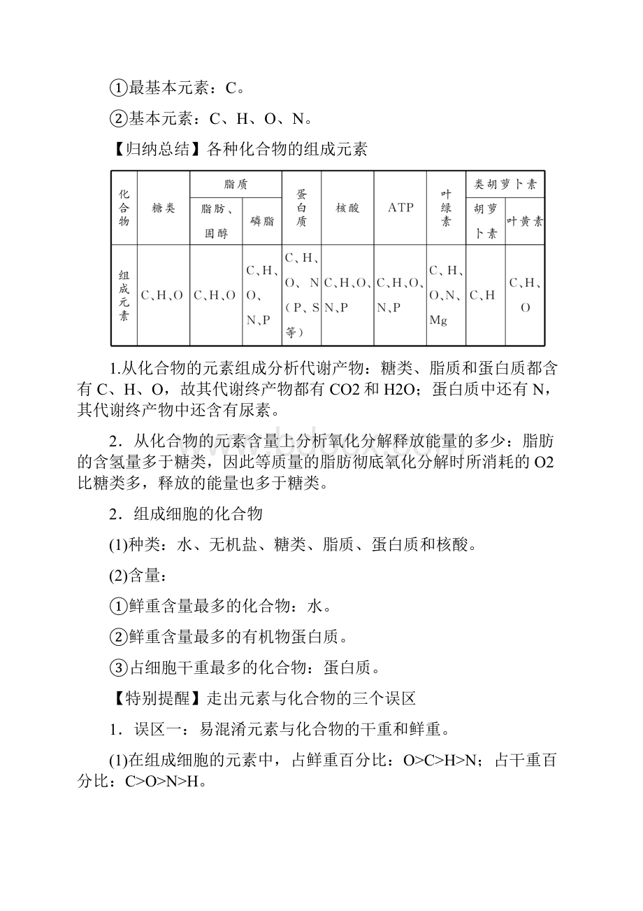 届高考生物一轮复习知识点讲解专题12 细胞中的元素和化合物细胞中的无机物含答案.docx_第2页