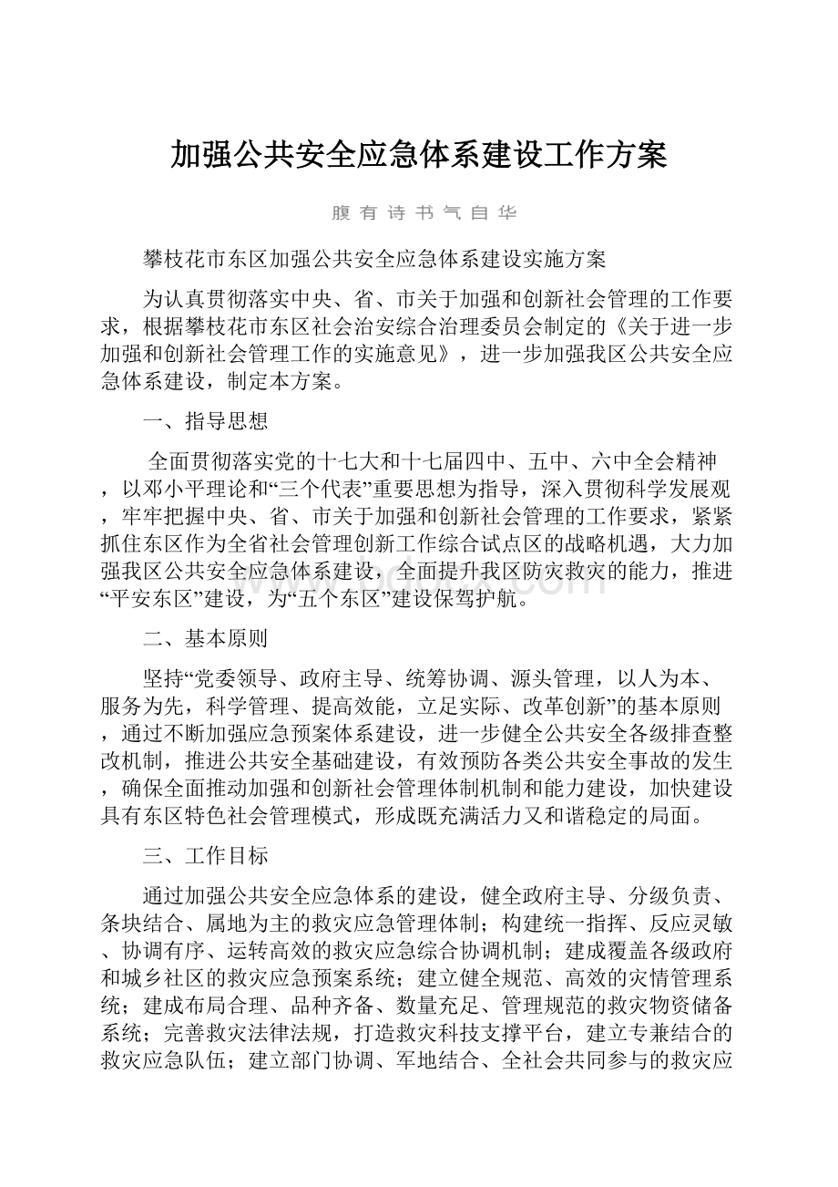 加强公共安全应急体系建设工作方案.docx_第1页