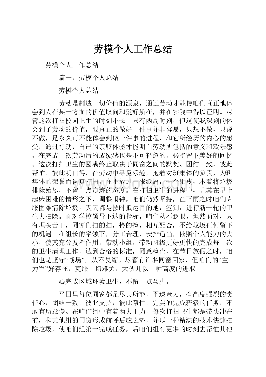 劳模个人工作总结.docx_第1页