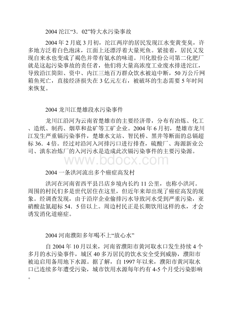 近年中国部分重大水污染事件回顾.docx_第2页