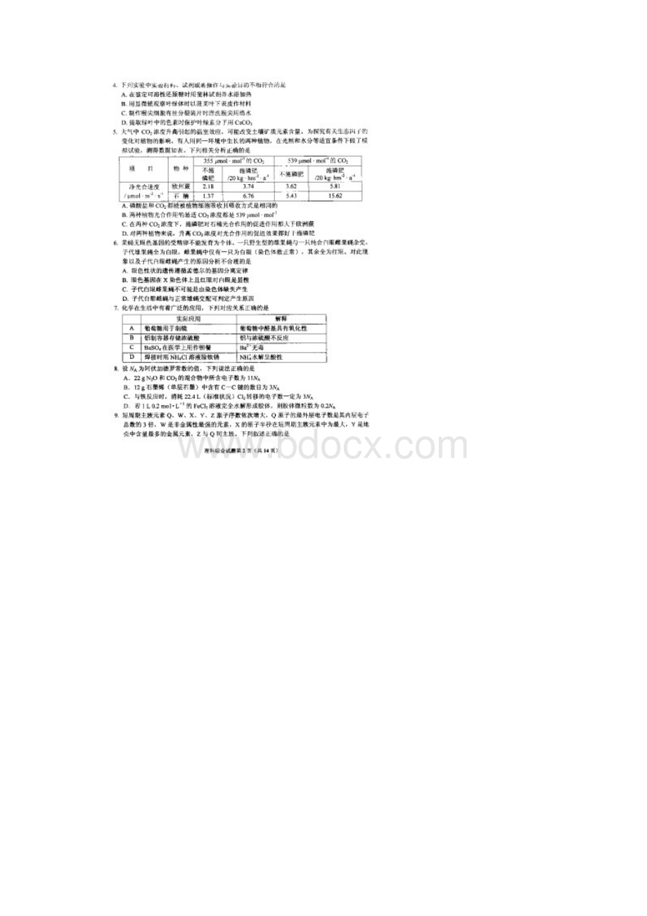 四川省西昌市川兴中学学年高三上学期第一次诊断考试理综试题 扫描版含答案.docx_第2页