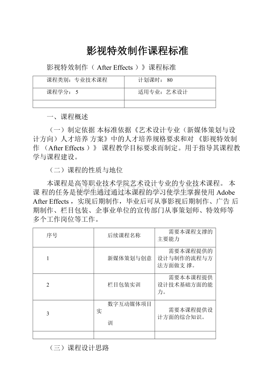 影视特效制作课程标准.docx