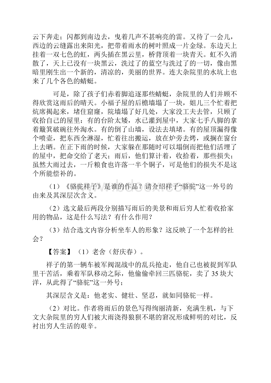 新初中中考 语文文学类文本阅读专题训练训练试题及答案.docx_第2页