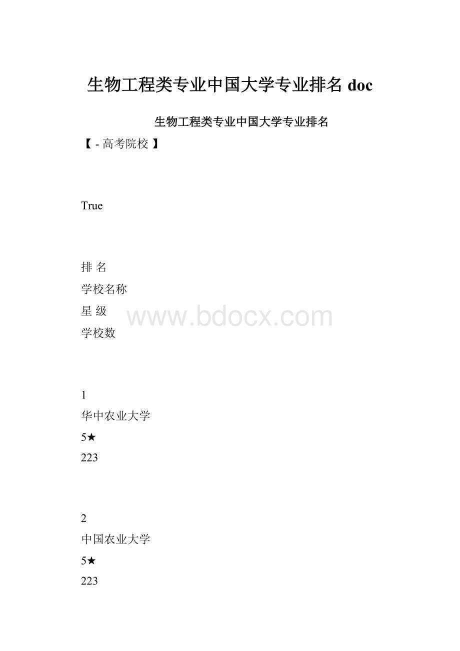 生物工程类专业中国大学专业排名doc.docx