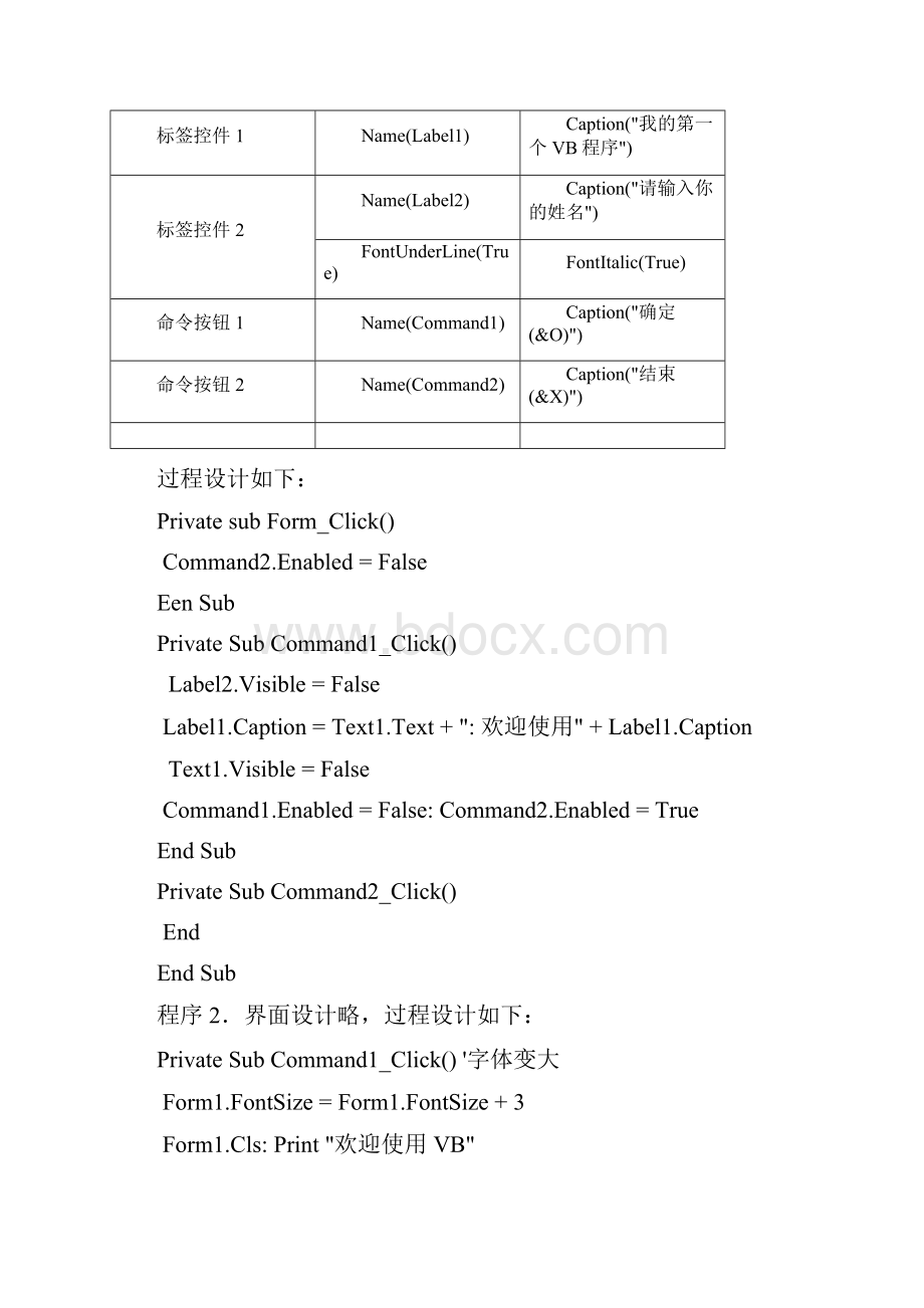 VisualBasic程序设计基础课后习题参考答案doc.docx_第2页