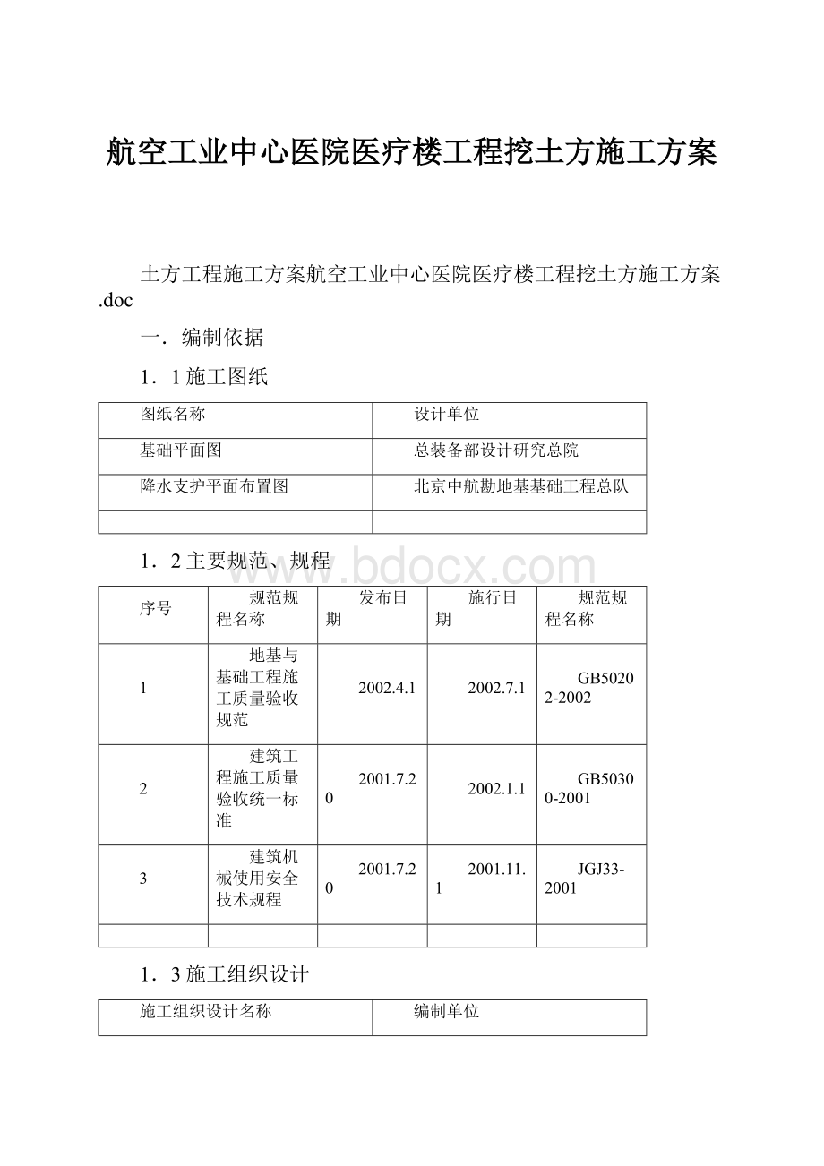 航空工业中心医院医疗楼工程挖土方施工方案.docx