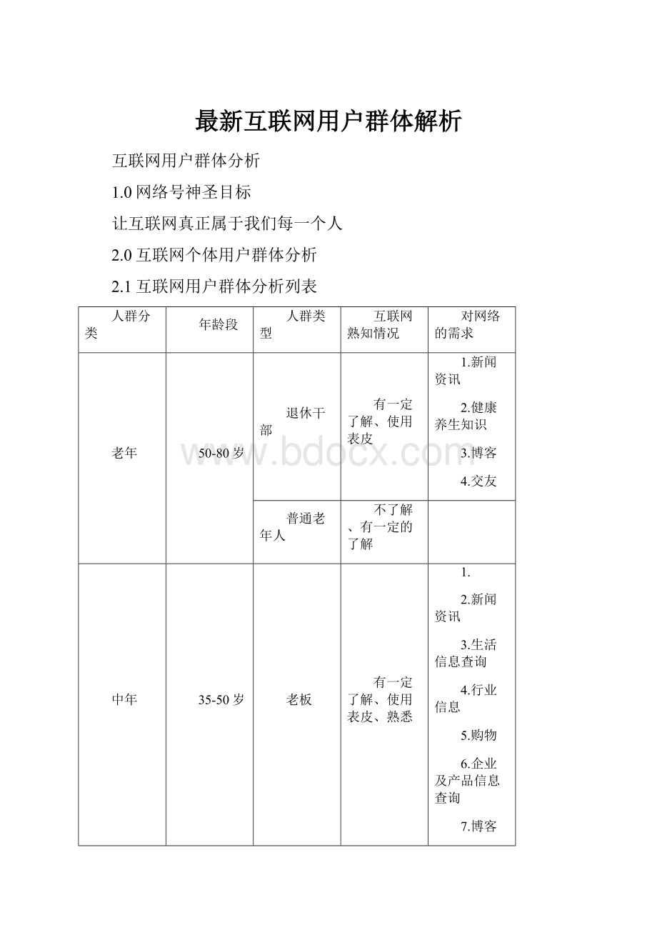 最新互联网用户群体解析.docx_第1页