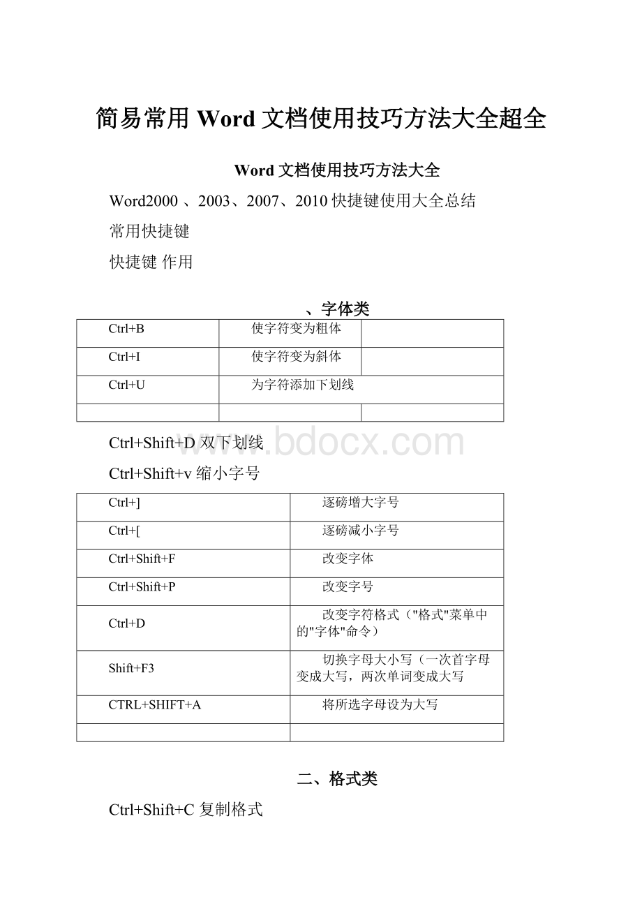 简易常用Word文档使用技巧方法大全超全.docx