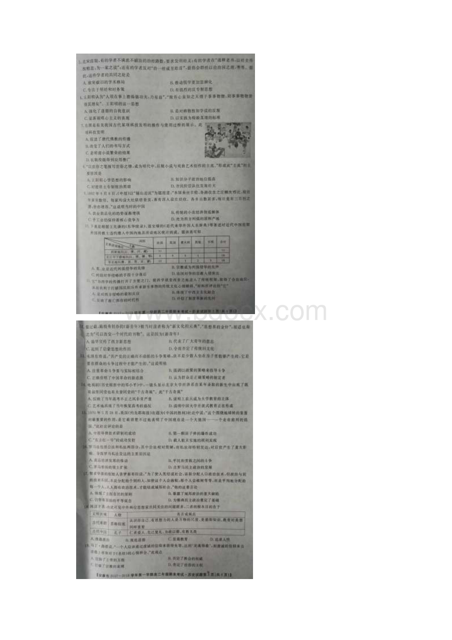 学年陕西省安康市高二上学期期末考试历史试题 扫描版含答案.docx_第2页