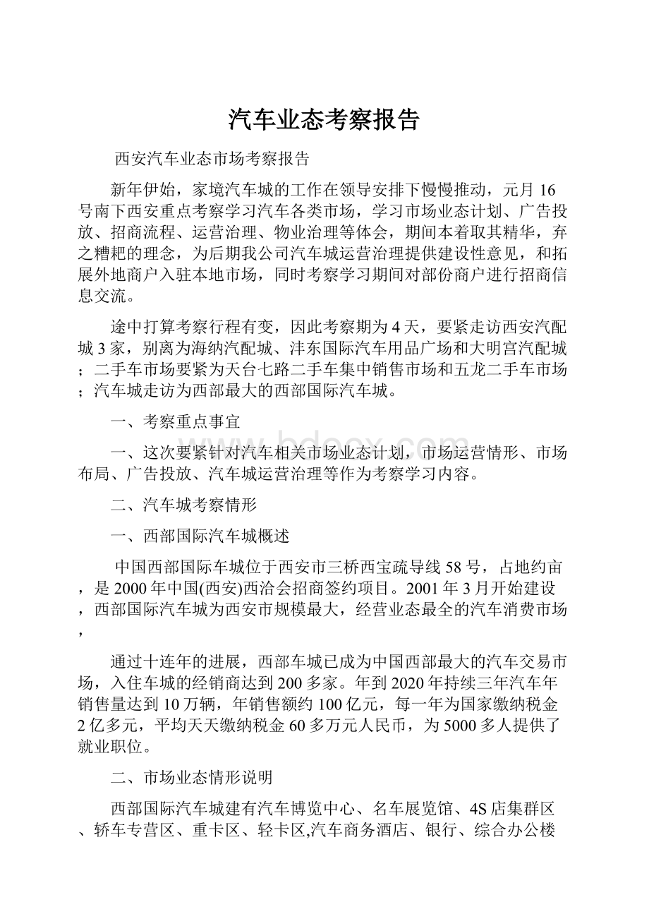 汽车业态考察报告.docx_第1页