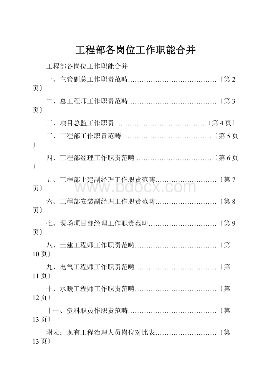 工程部各岗位工作职能合并.docx