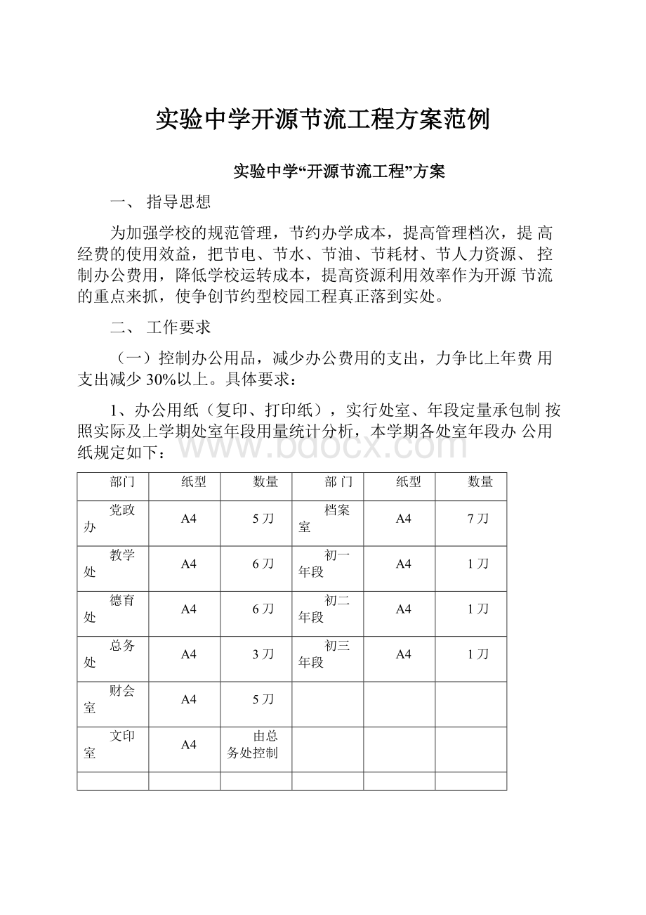 实验中学开源节流工程方案范例.docx