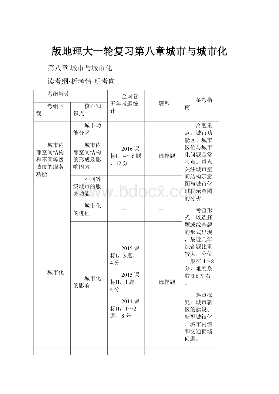 版地理大一轮复习第八章城市与城市化.docx