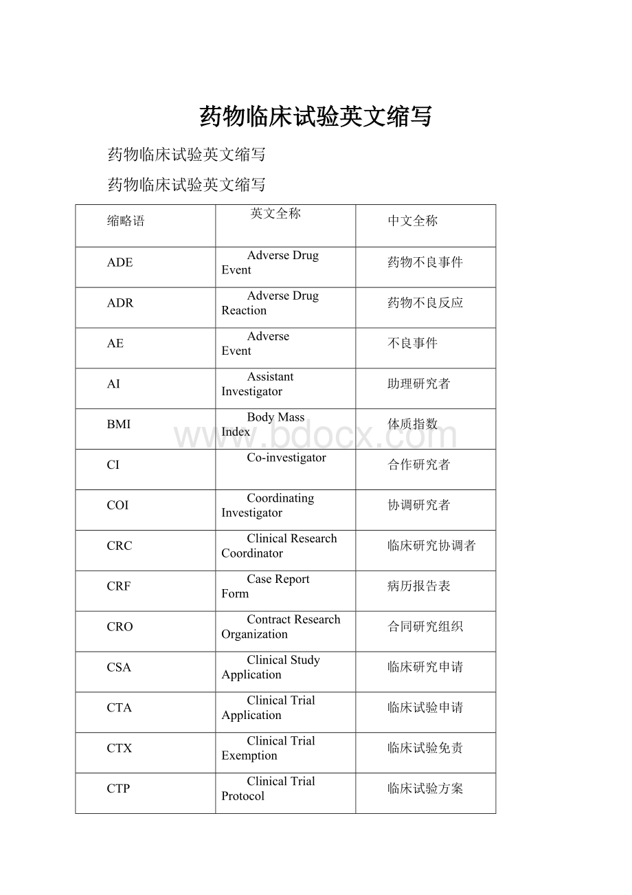 药物临床试验英文缩写.docx