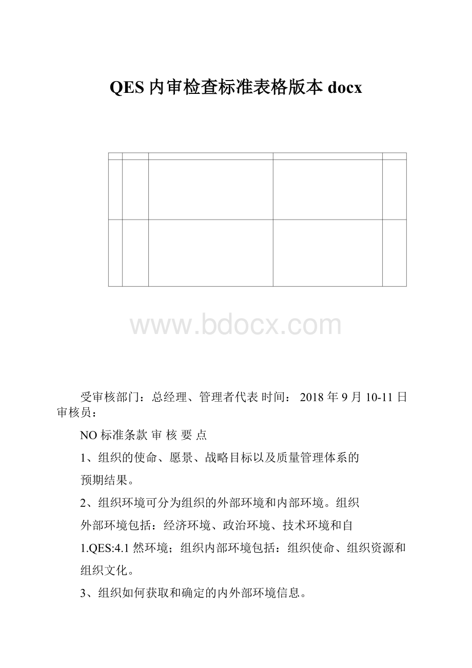 QES内审检查标准表格版本docx.docx_第1页