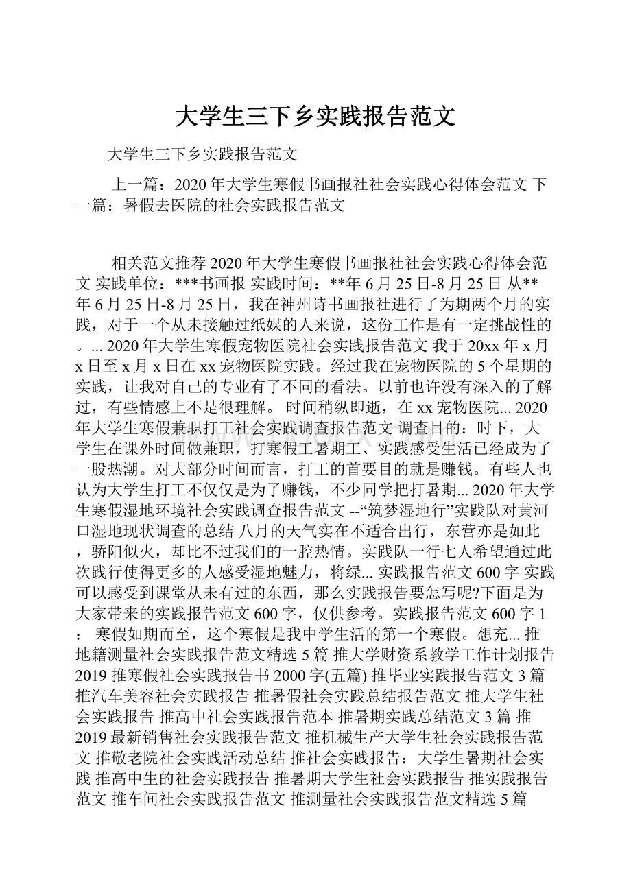 大学生三下乡实践报告范文.docx