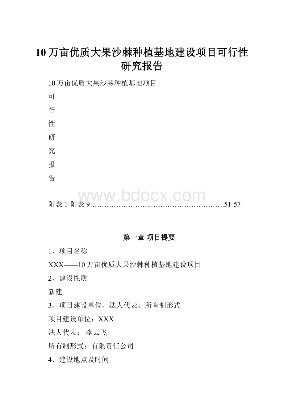 10万亩优质大果沙棘种植基地建设项目可行性研究报告.docx