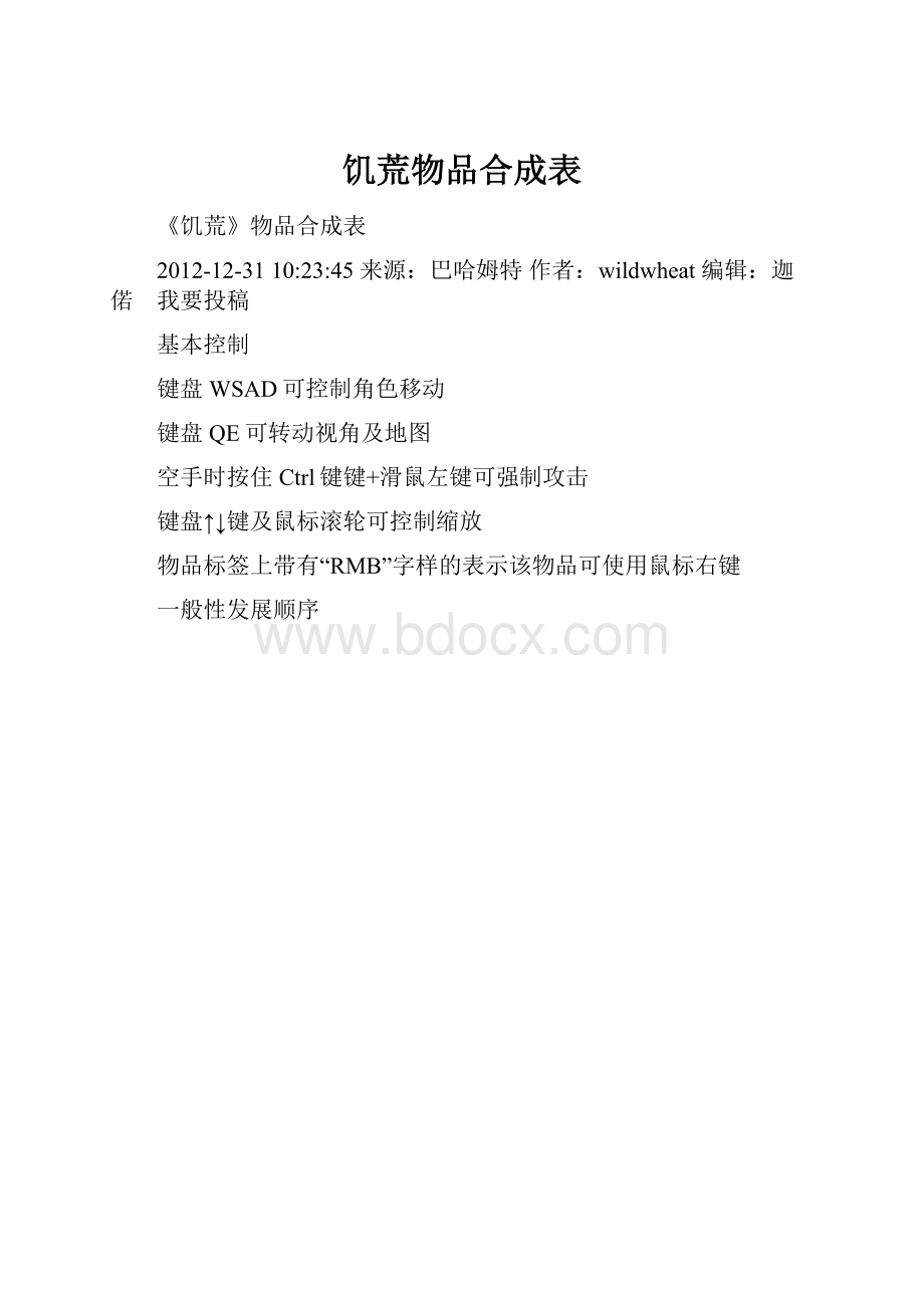 饥荒物品合成表.docx