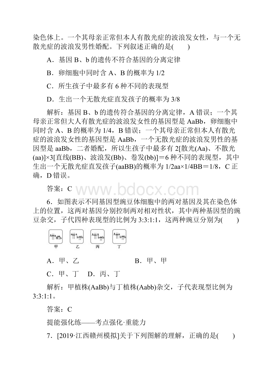 高考 一轮复习人教版 孟德尔的豌豆杂交实验二 作业doc.docx_第3页