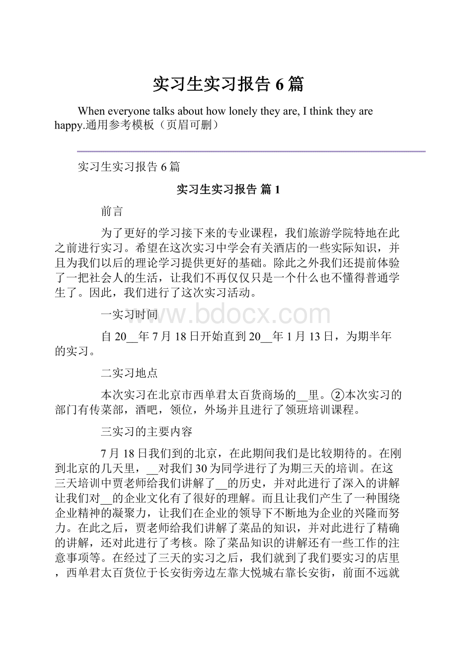 实习生实习报告6篇.docx