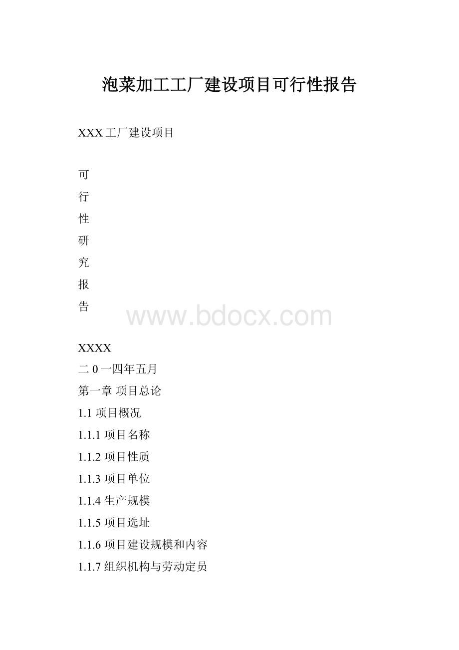 泡菜加工工厂建设项目可行性报告.docx