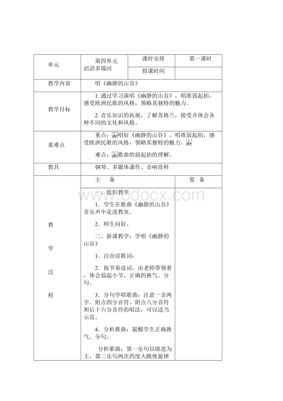 苏少版小学音乐六年级上册第四单元备课.docx_第2页