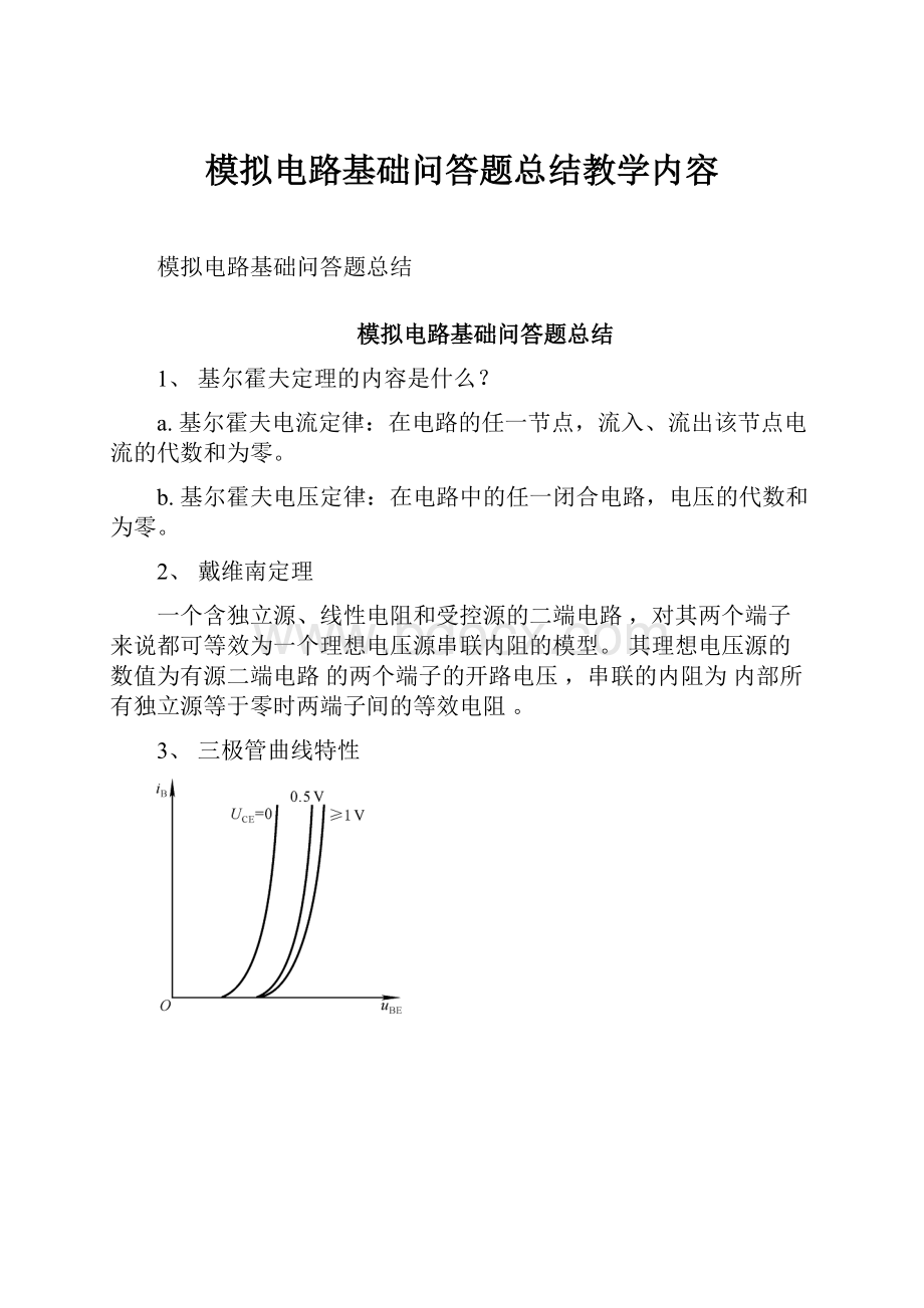 模拟电路基础问答题总结教学内容.docx