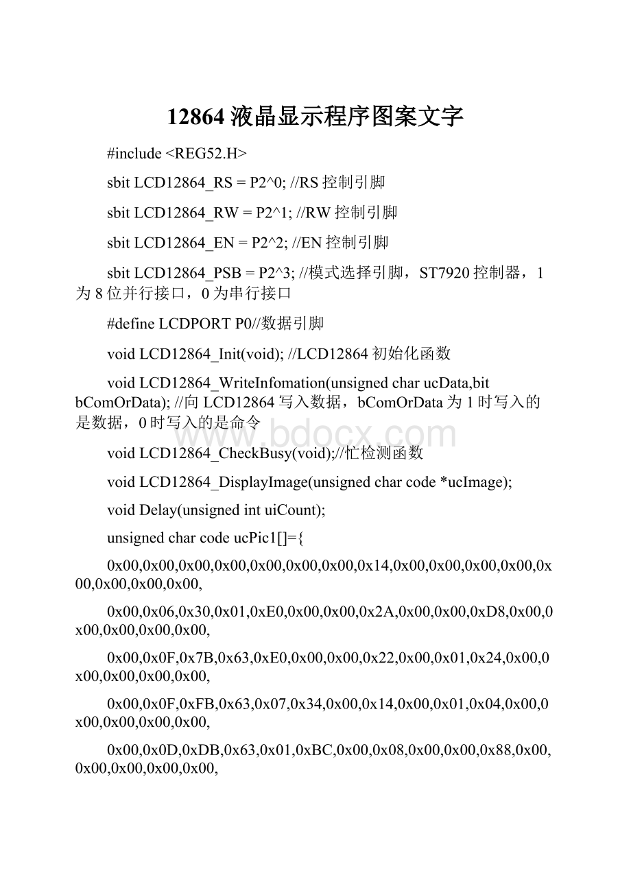 12864液晶显示程序图案文字.docx