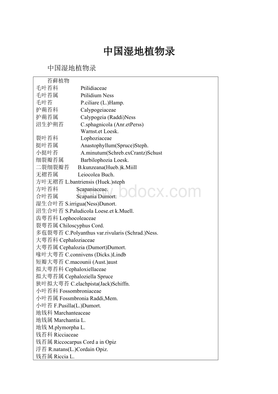 中国湿地植物录.docx
