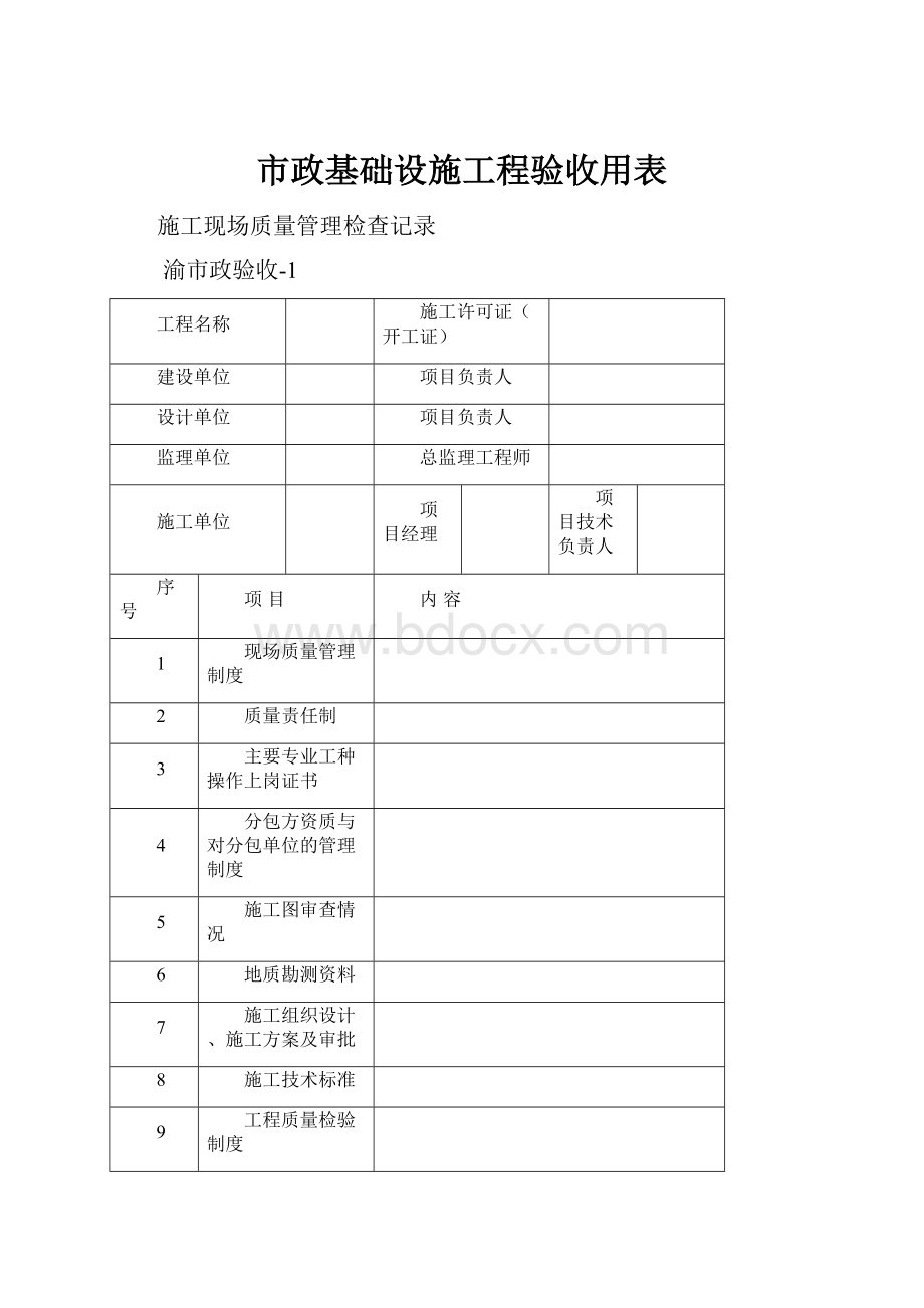 市政基础设施工程验收用表.docx