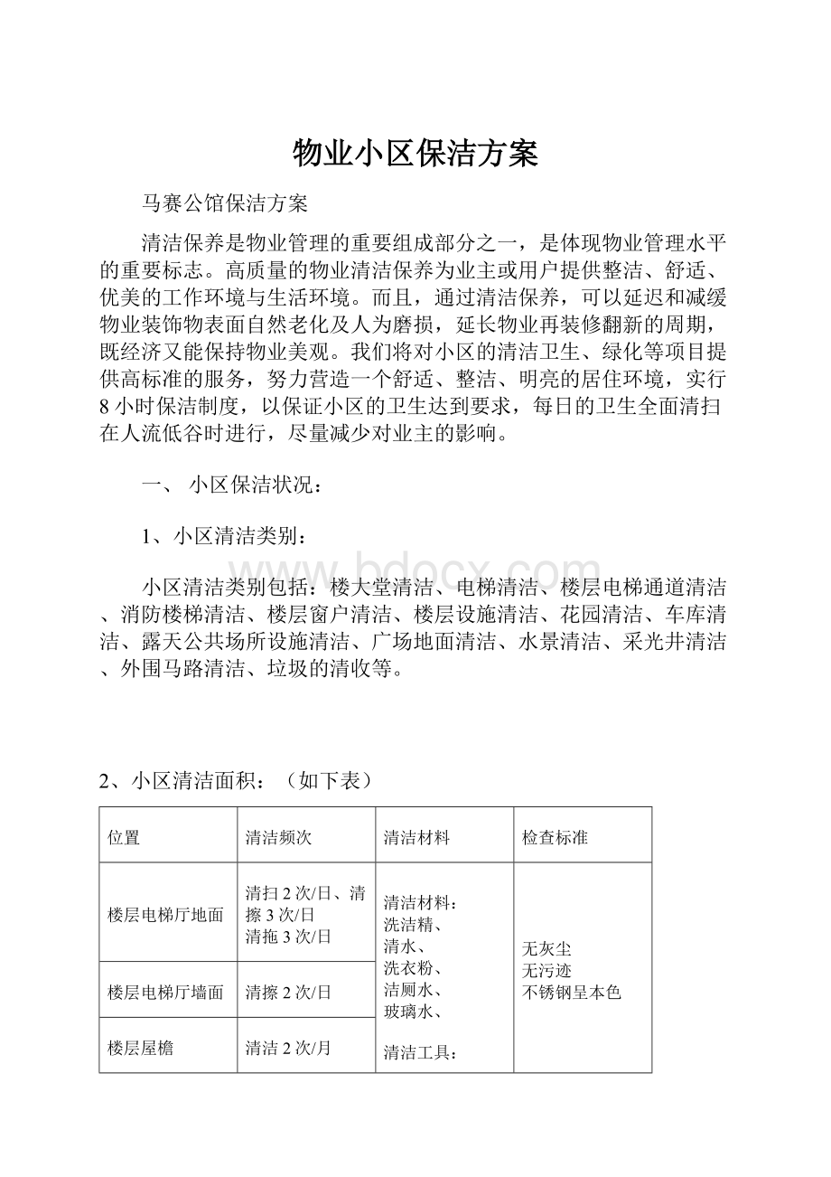 物业小区保洁方案.docx