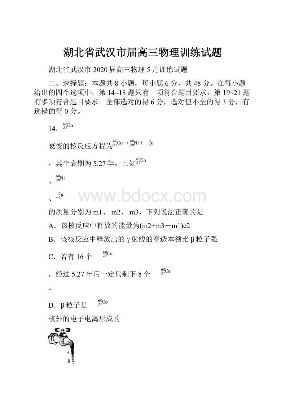 湖北省武汉市届高三物理训练试题.docx_第1页