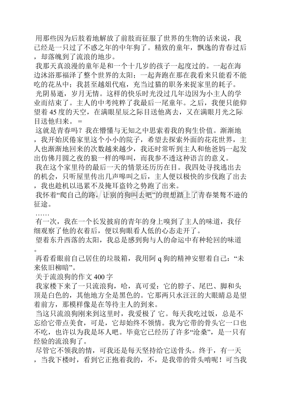 关于流浪狗的作文400字动物作文.docx_第3页