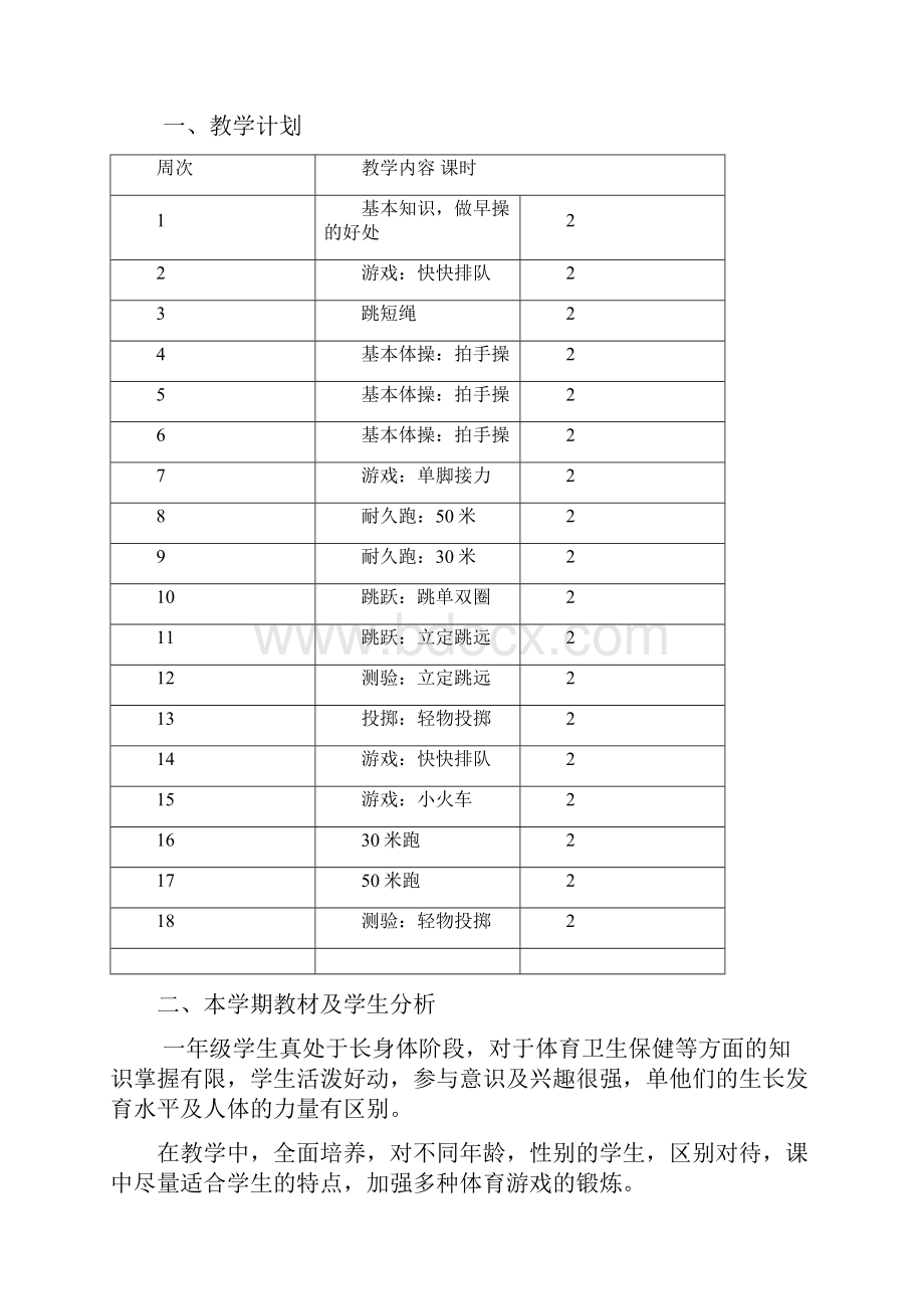 小学一年级下册体育与健康教案课程.docx_第2页