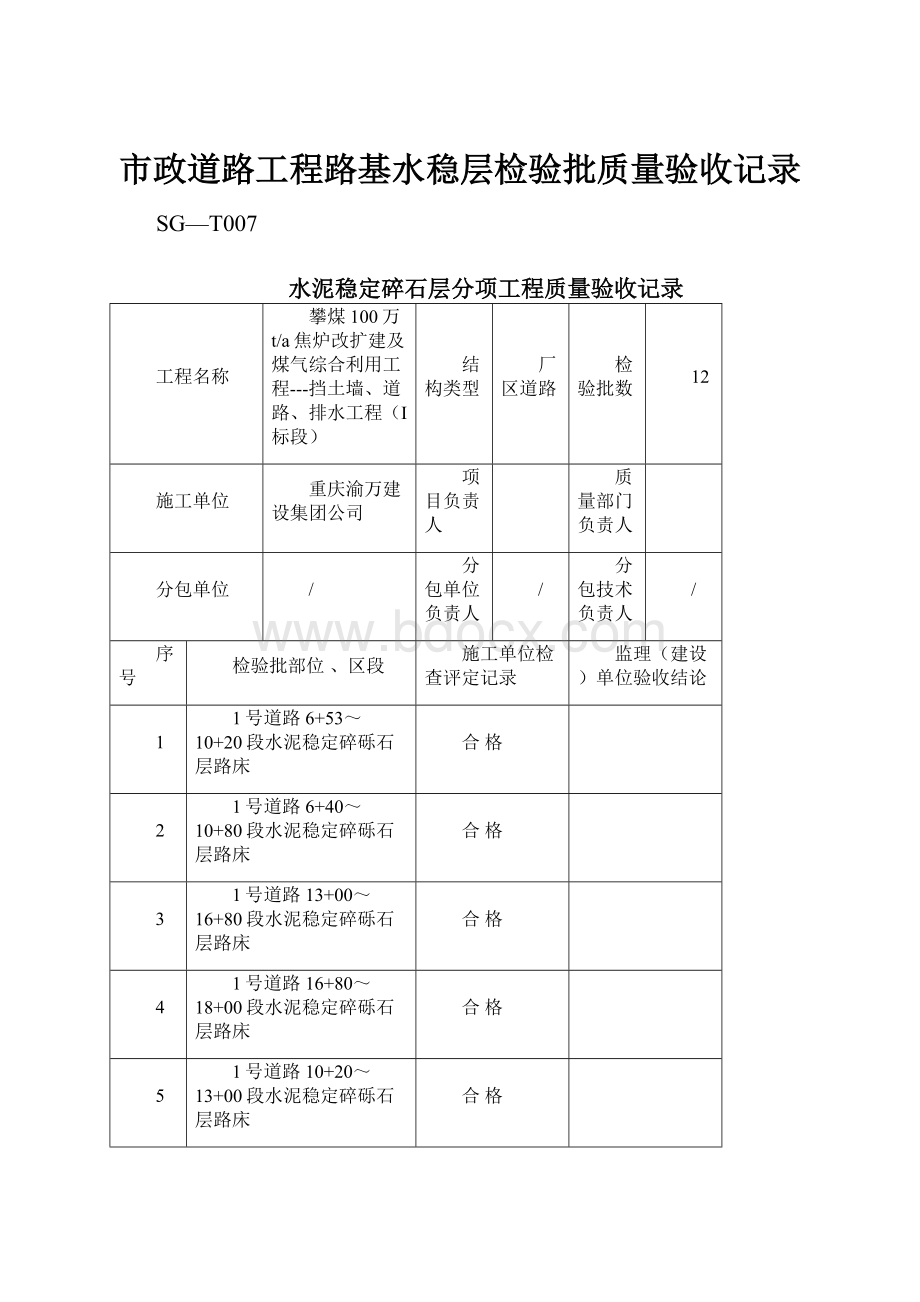 市政道路工程路基水稳层检验批质量验收记录.docx