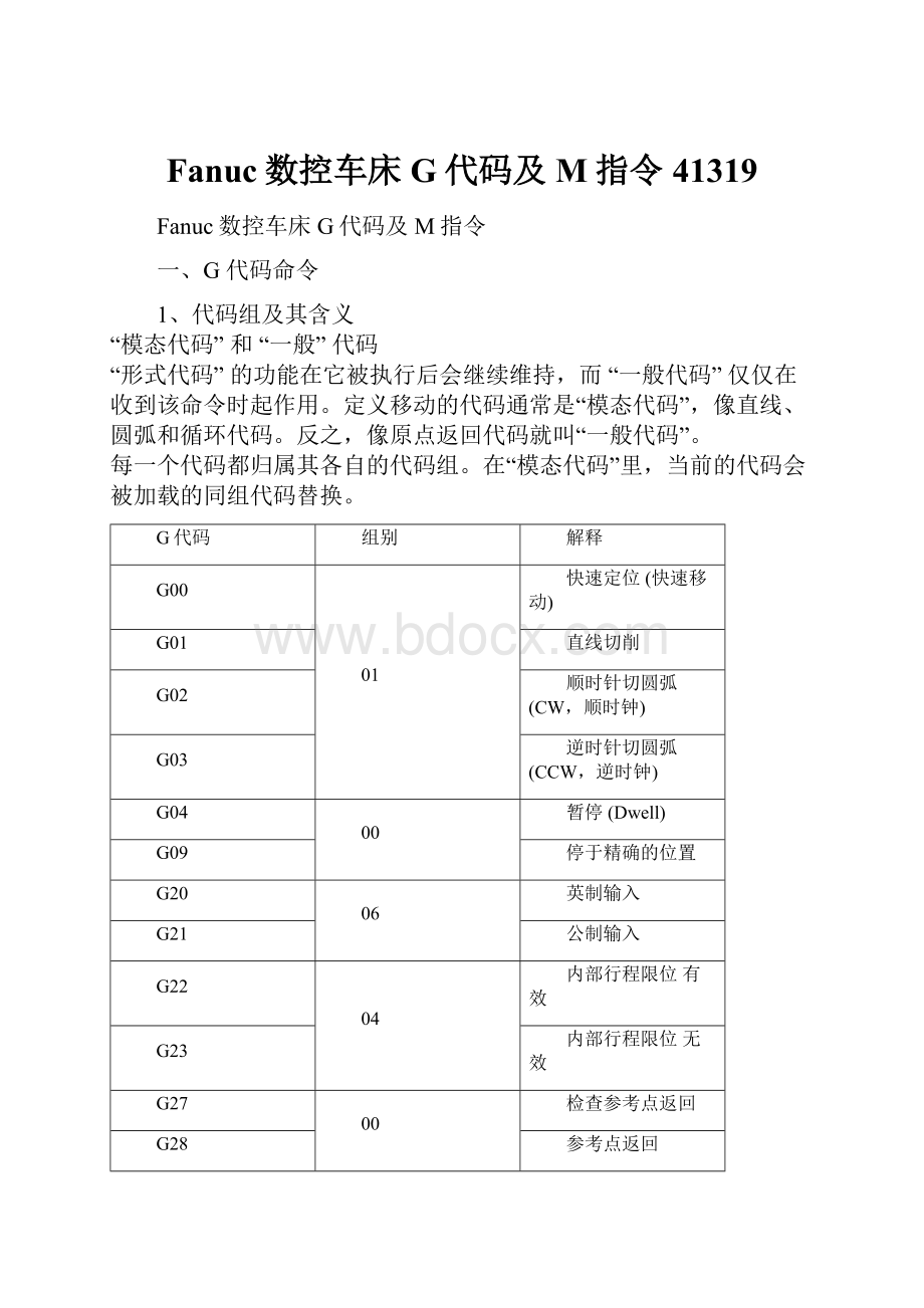 Fanuc数控车床G代码及M指令41319.docx_第1页