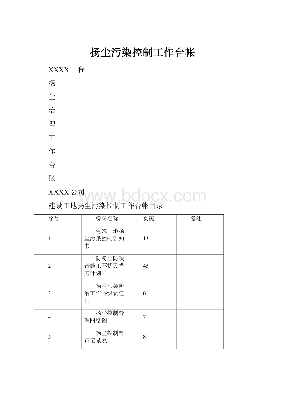 扬尘污染控制工作台帐.docx