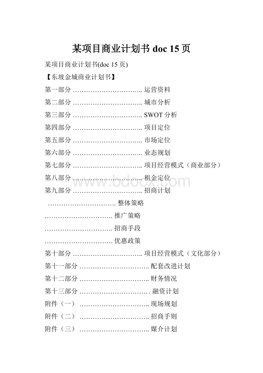 某项目商业计划书doc 15页.docx