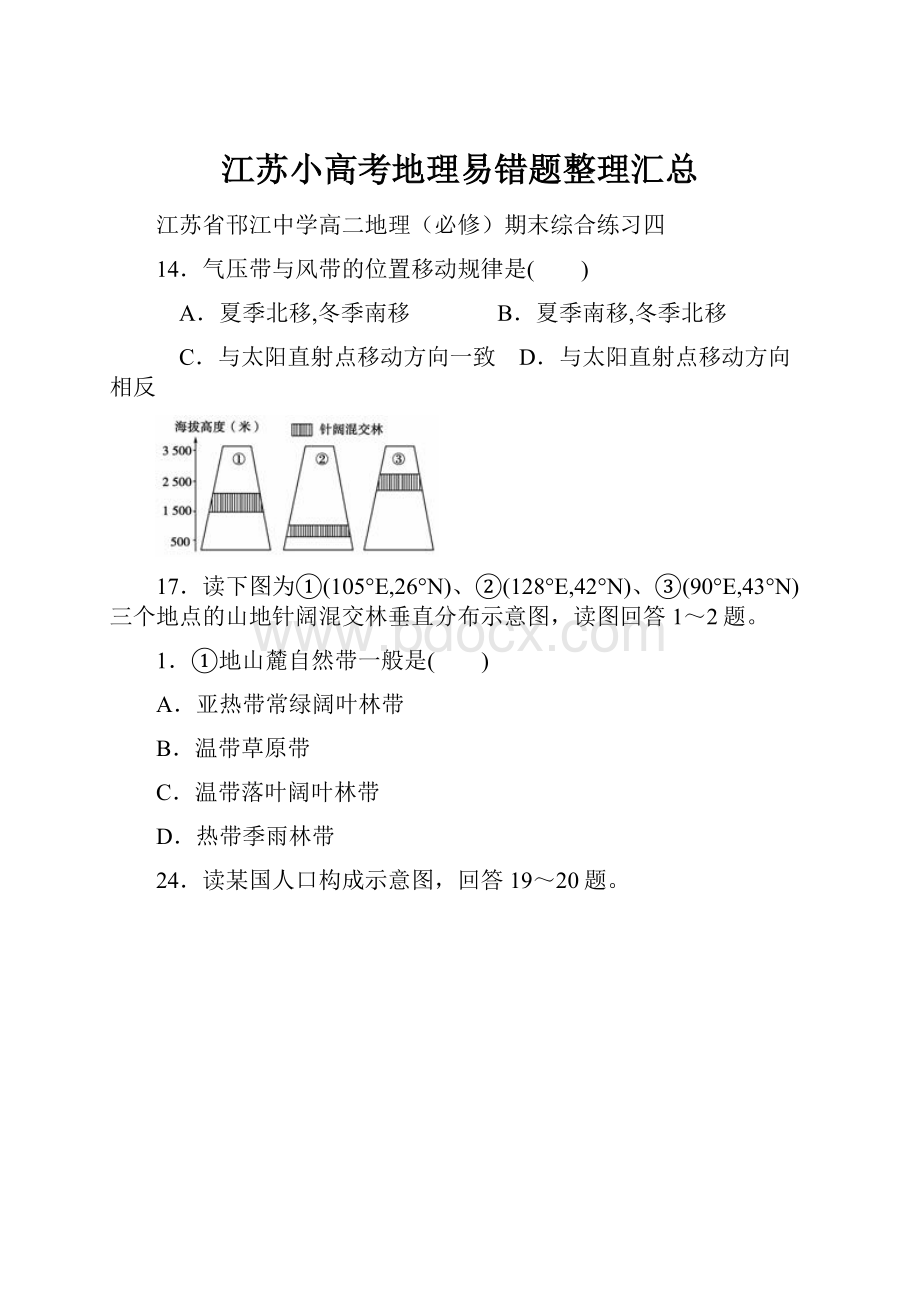 江苏小高考地理易错题整理汇总.docx_第1页